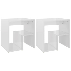 Comodini 2 pz Bianco Lucido 40x30x40 cm in Legno Multistrato 806341