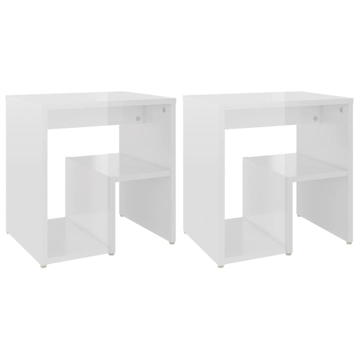 Comodini 2 pz Bianco Lucido 40x30x40 cm in Legno Multistrato 806341