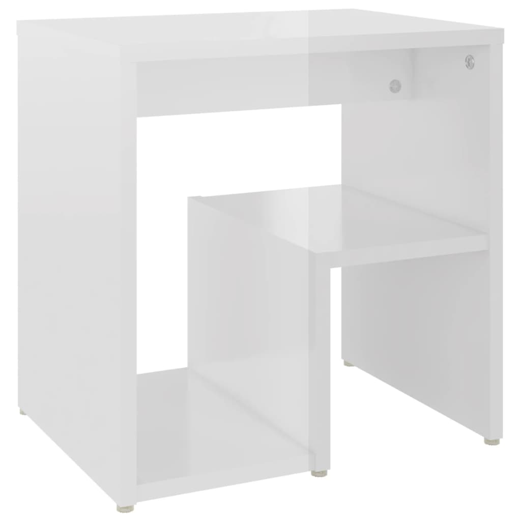 Comodini 2 pz Bianco Lucido 40x30x40 cm in Legno Multistrato 806341