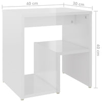 Comodini 2 pz Bianco Lucido 40x30x40 cm in Legno Multistrato 806341