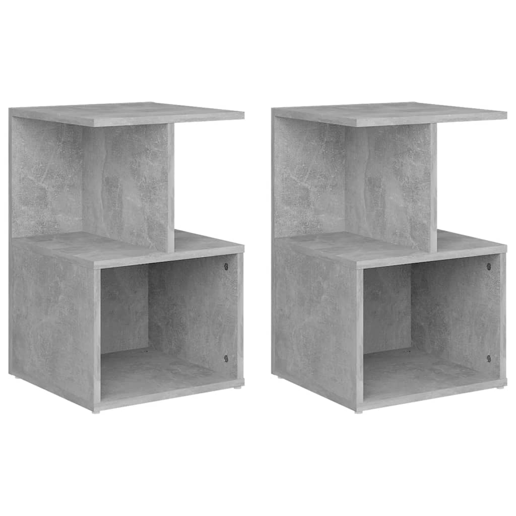 Comodini 2 pz-Set di 2 Tavolino da notte Grigio Cemento 35x35x55 cm in Legno Multistrato