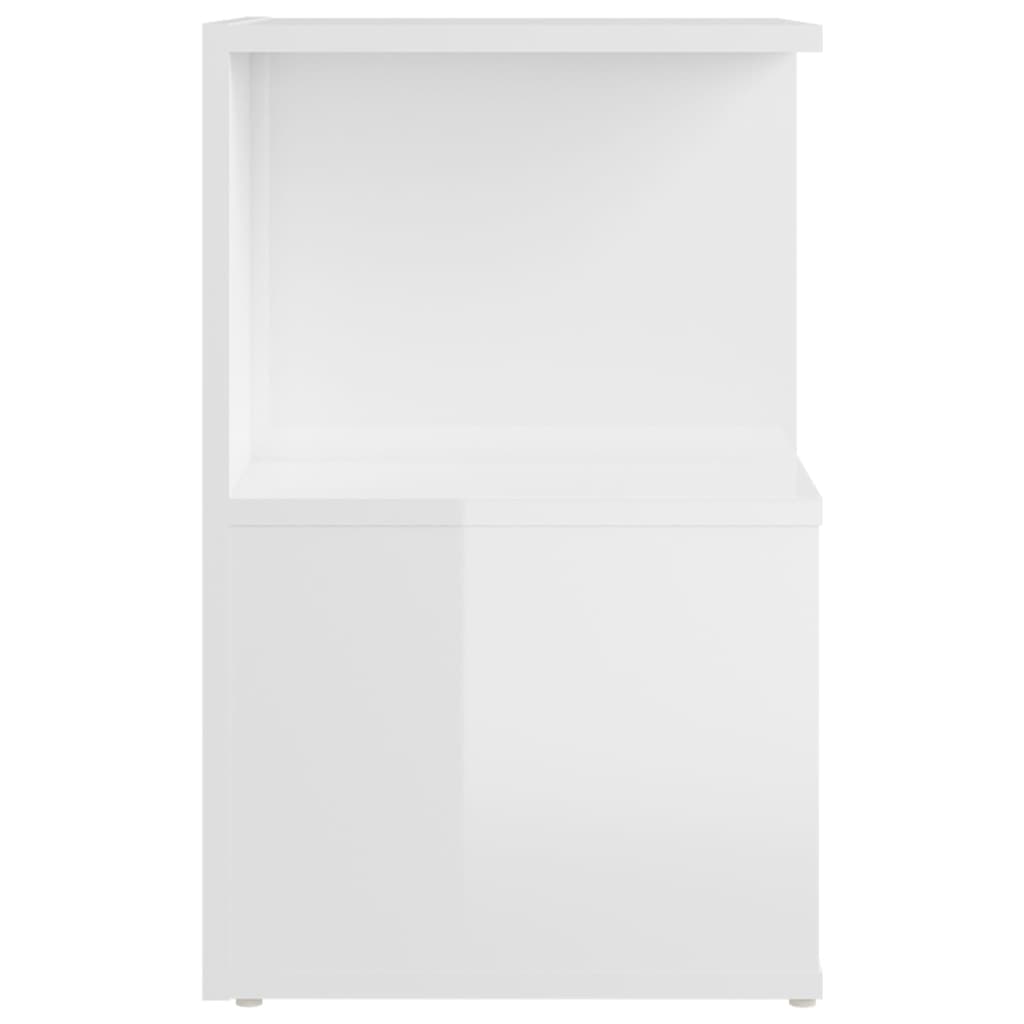 Comodini 2pz Bianco Lucido 35x35x55 cm in Legno Multistrato 806359