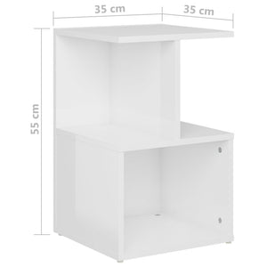 Comodini 2pz Bianco Lucido 35x35x55 cm in Legno Multistrato 806359
