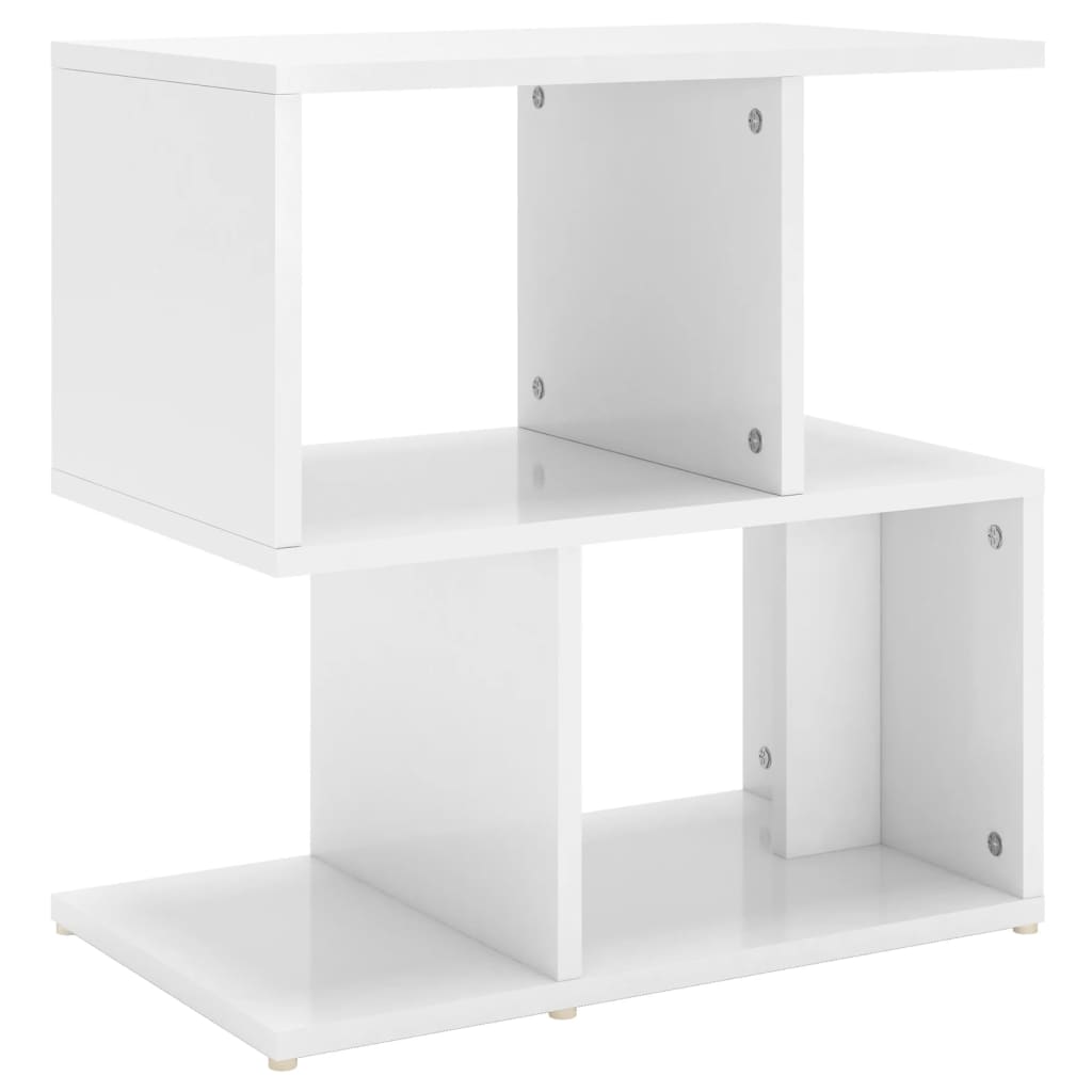 Comodino Bianco Lucido 50x30x51,5 cm in Legno Multistrato 806376