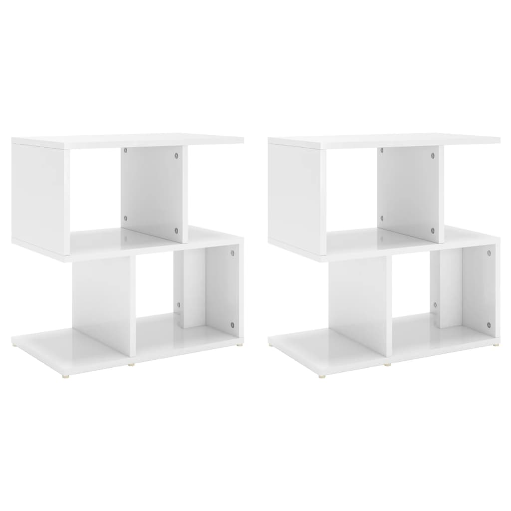 Comodini 2pz Bianco Lucido 50x30x51,5 cm in Legno Multistrato 806377