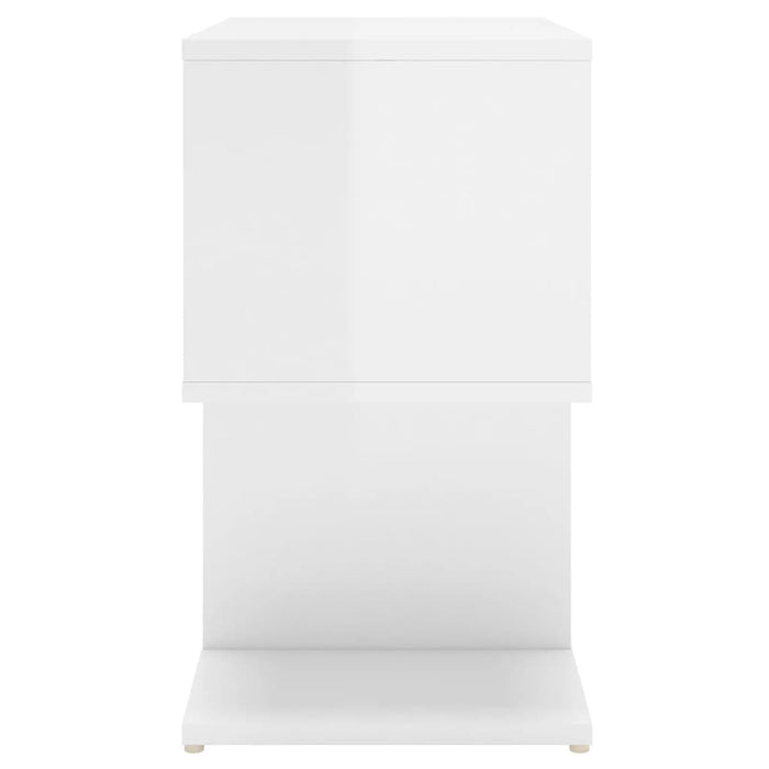 Comodini 2pz Bianco Lucido 50x30x51,5 cm in Legno Multistrato 806377