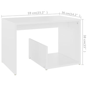 Tavolino Bianco 59x36x38 cm in Legno Multistrato 806696