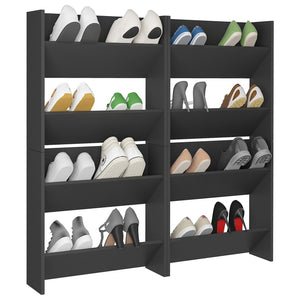 Scarpiere a Muro 4 pz Grigie 60x18x60 cm in Legno Multistrato 806722