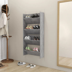 Scarpiere Muro 2pz Grigio Cemento 60x18x60cm Legno Multistrato 806727