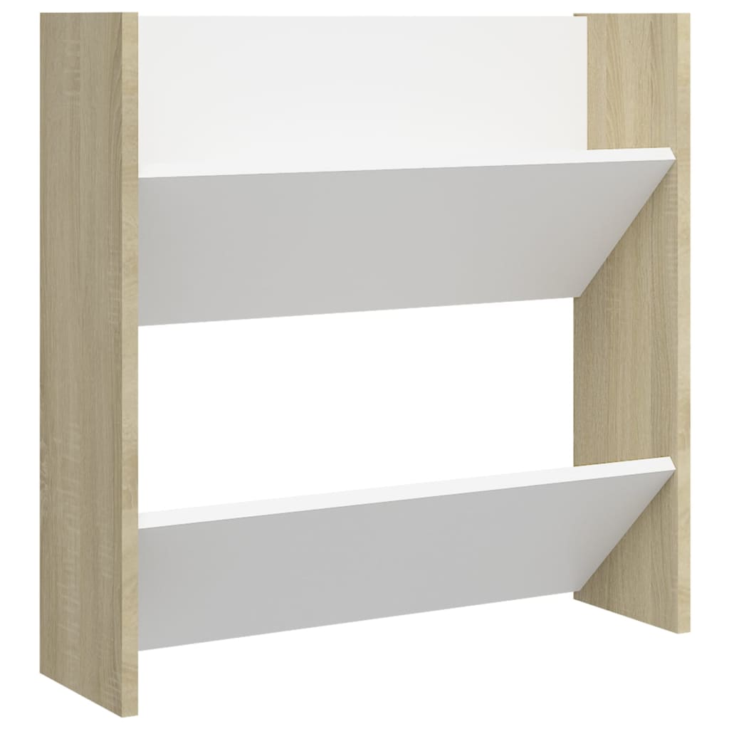 Scarpiere Muro 4pz Bianco e Sonoma 60x18x60cm Legno Multistrato 806731