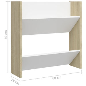 Scarpiere Muro 4pz Bianco e Sonoma 60x18x60cm Legno Multistrato 806731