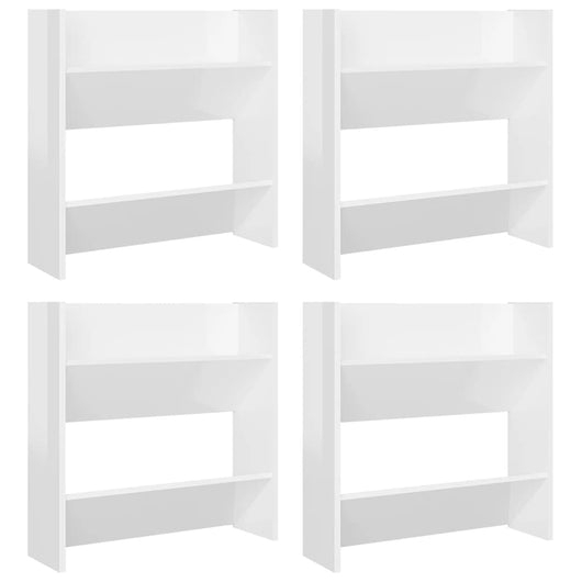 Scarpiere a Muro 4pz Bianco Lucido 60x18x60cm Legno Multistrato 806734