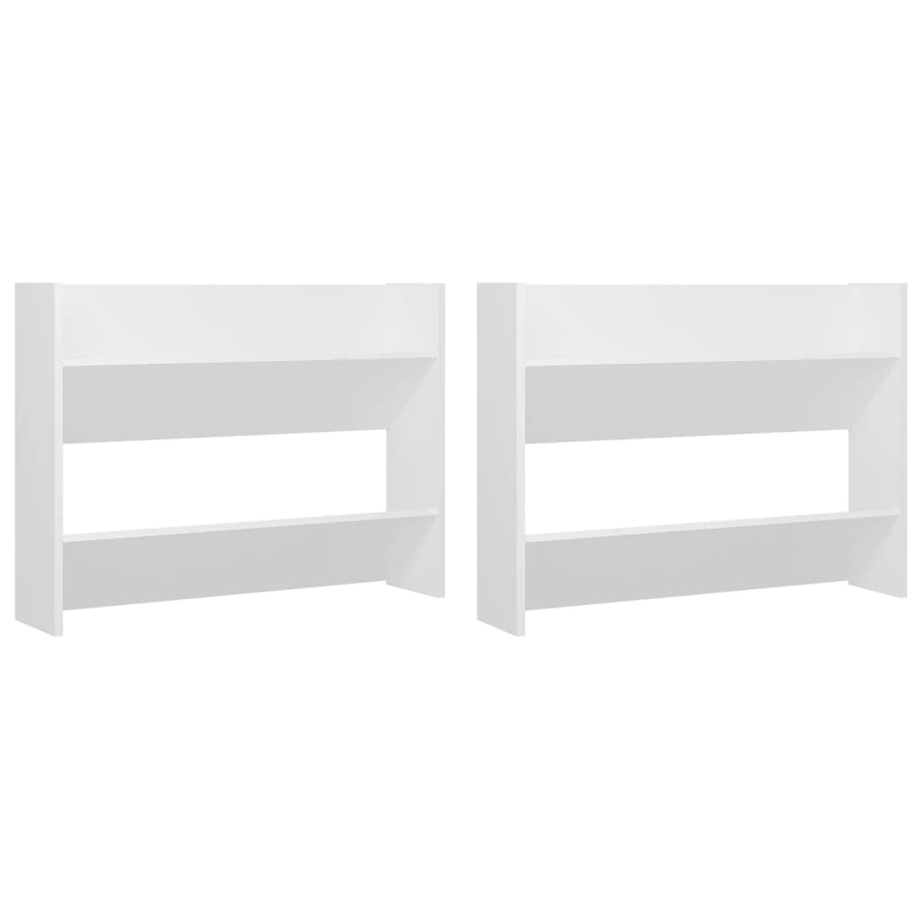 Scarpiere a Muro 2pz Bianche 80x18x60 cm in Legno Multistrato