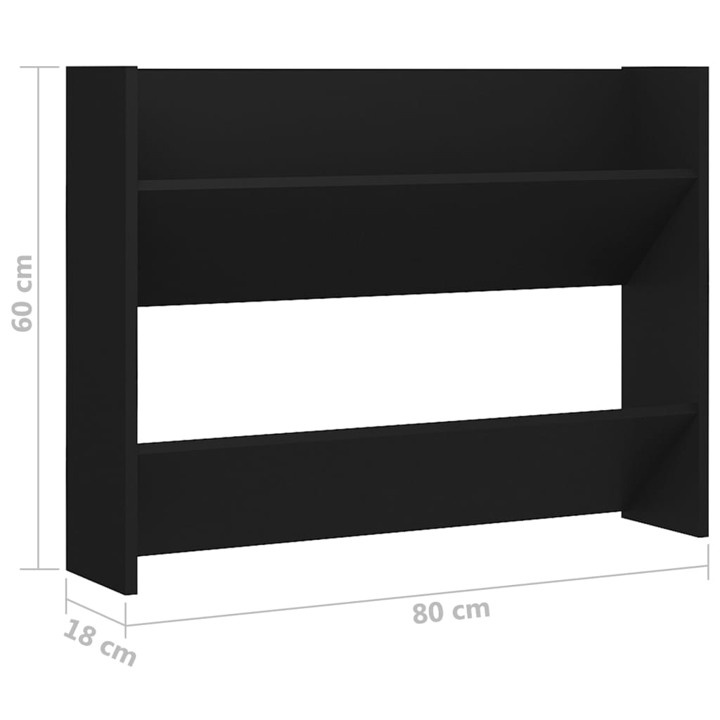 Scarpiera a Muro Nera 80x18x60 cm in Legno Multistrato 806743