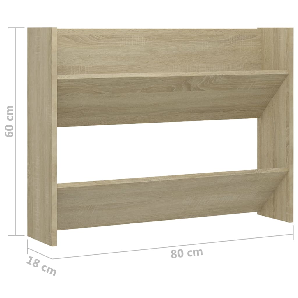 Scarpiera a Muro Rovere Sonoma 80x18x60 cm in Legno Multistrato 806747