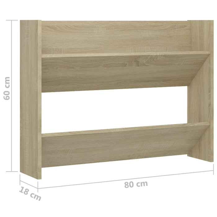 Scarpiera a Muro Rovere Sonoma 80x18x60 cm in Legno Multistrato 806747