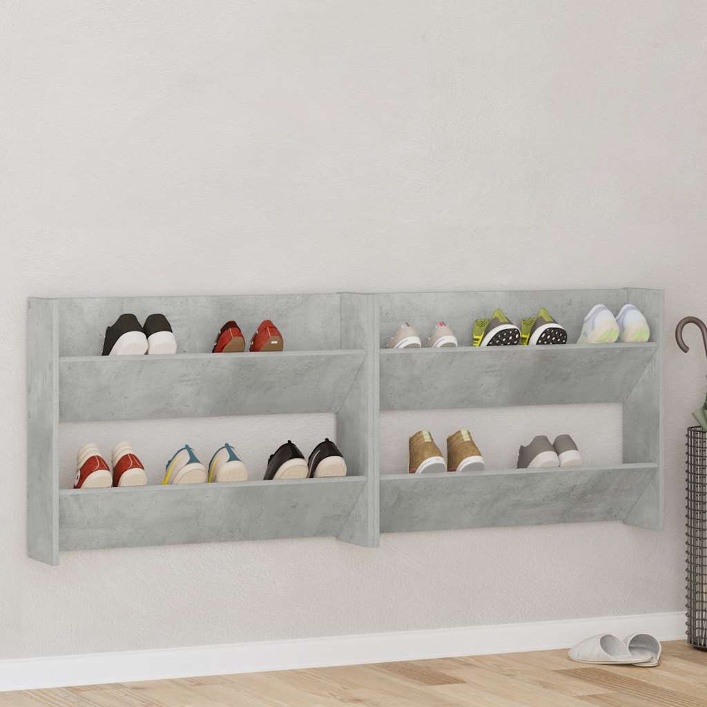 Scarpiere a Muro 2 pz Grigio Cemento 80x18x60 cm in Truciolato