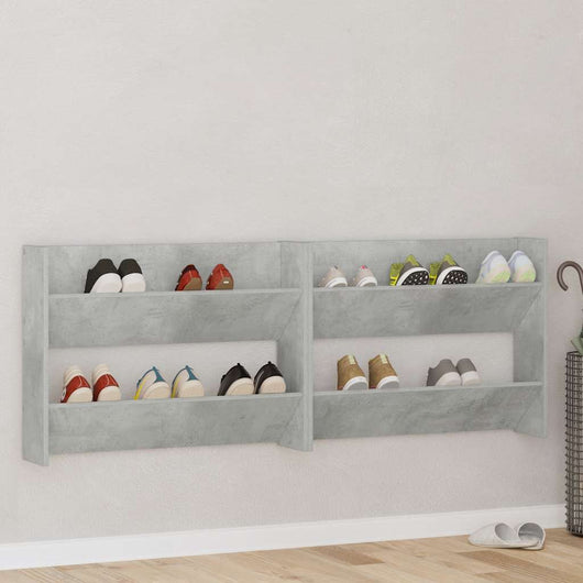 Scarpiere a Muro 2 pz Grigio Cemento 80x18x60 cm in Truciolato