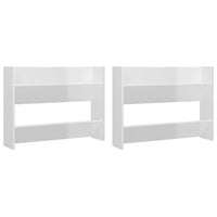 Scarpiere a Muro 2pz Bianco Lucido 80x18x60cm Legno Multistrato 806754