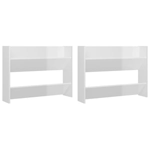 Scarpiere a Muro 2pz Bianco Lucido 80x18x60cm Legno Multistrato 806754