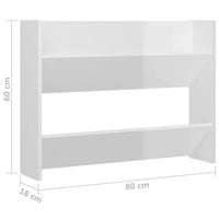 Scarpiere a Muro 2pz Bianco Lucido 80x18x60cm Legno Multistrato 806754