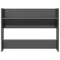 Scarpiera a Muro Grigio Lucido 80x18x60 cm in Legno Multistrato 806757