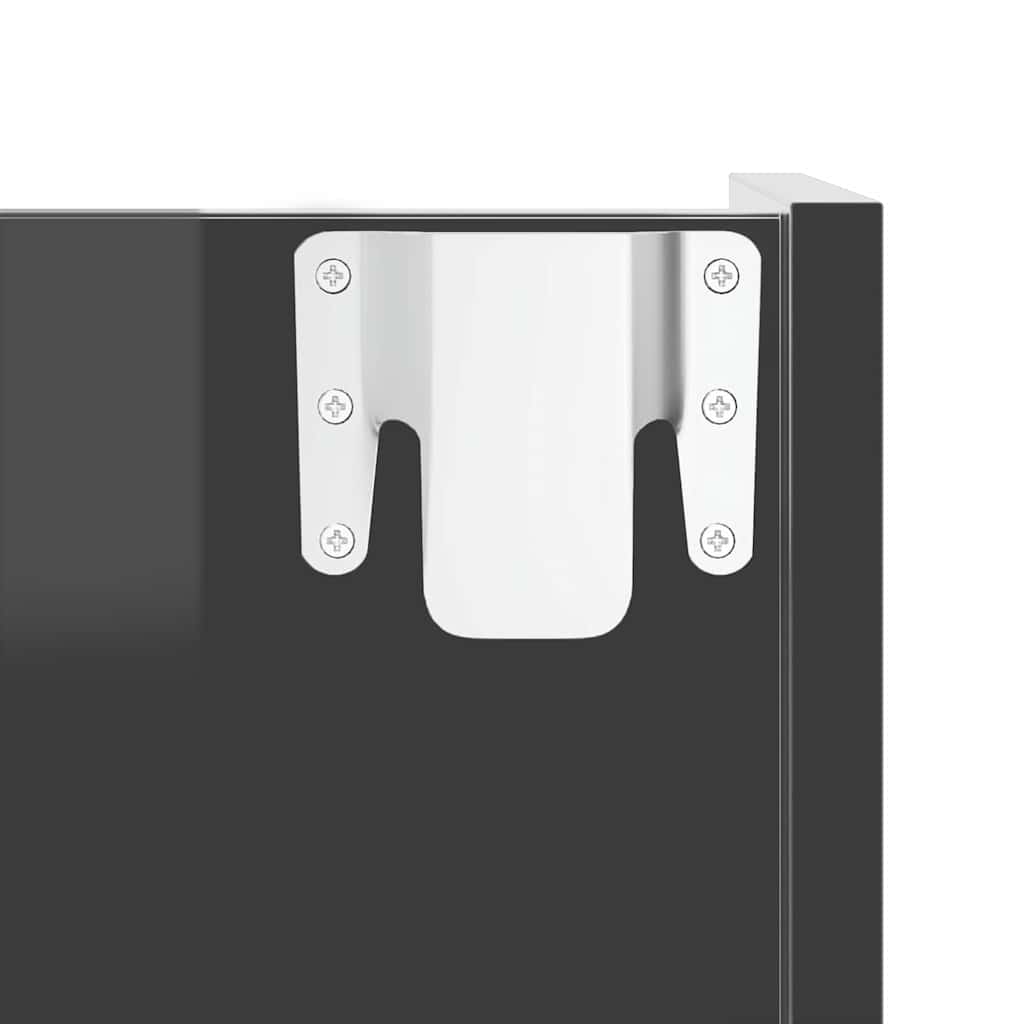 Scarpiere a Muro 2pz Grigio Lucido 80x18x60cm Legno Multistrato 806758