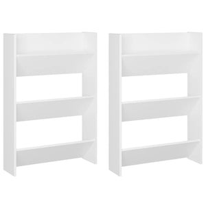 Scarpiere a Muro 2pz Bianche 60x18x90 cm in Legno Multistrato 806760