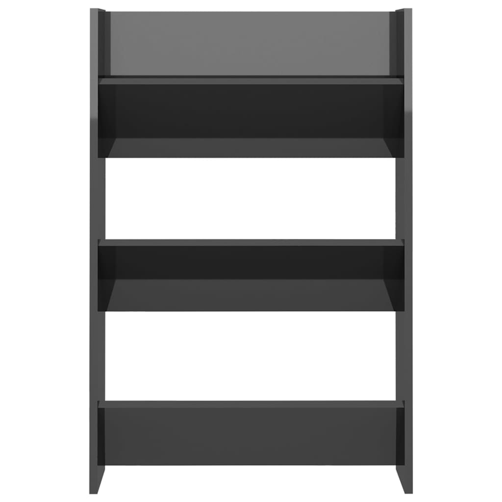 Scarpiera a Muro Grigio Lucido 60x18x90 cm in Legno Multistrato 806775