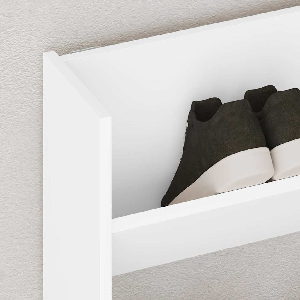 Scarpiera a Muro Bianca 80x18x90 cm in Legno Multistrato 806777