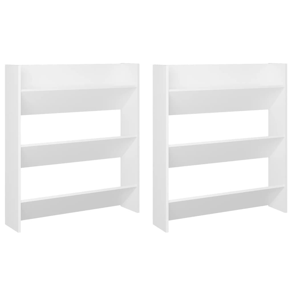Scarpiere a Muro 2pz Bianche 80x18x90 cm in Legno Multistrato 806778