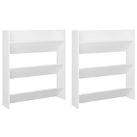 Scarpiere a Muro 2pz Bianche 80x18x90 cm in Legno Multistrato 806778