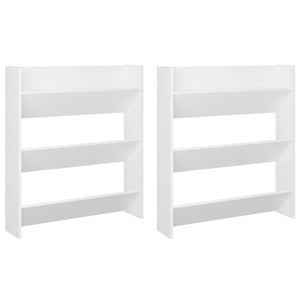Scarpiere a Muro 2pz Bianche 80x18x90 cm in Legno Multistrato 806778
