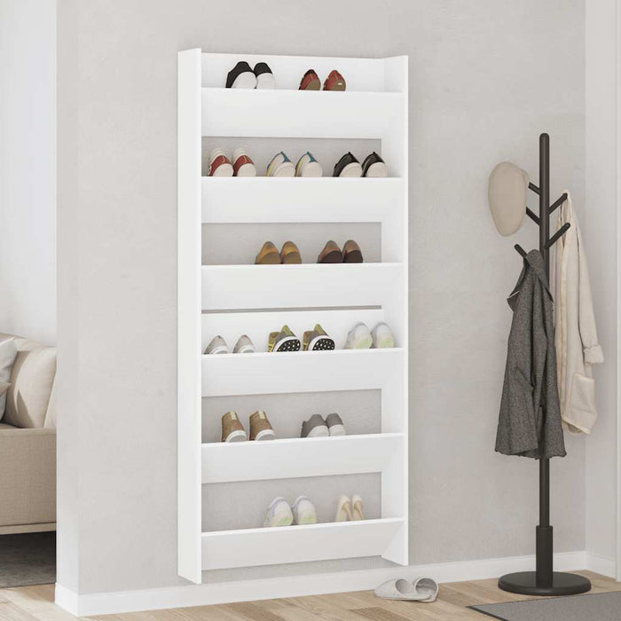 Scarpiere a Muro 2 pz Bianco 80x18x90 cm in Truciolato cod mxl 45494