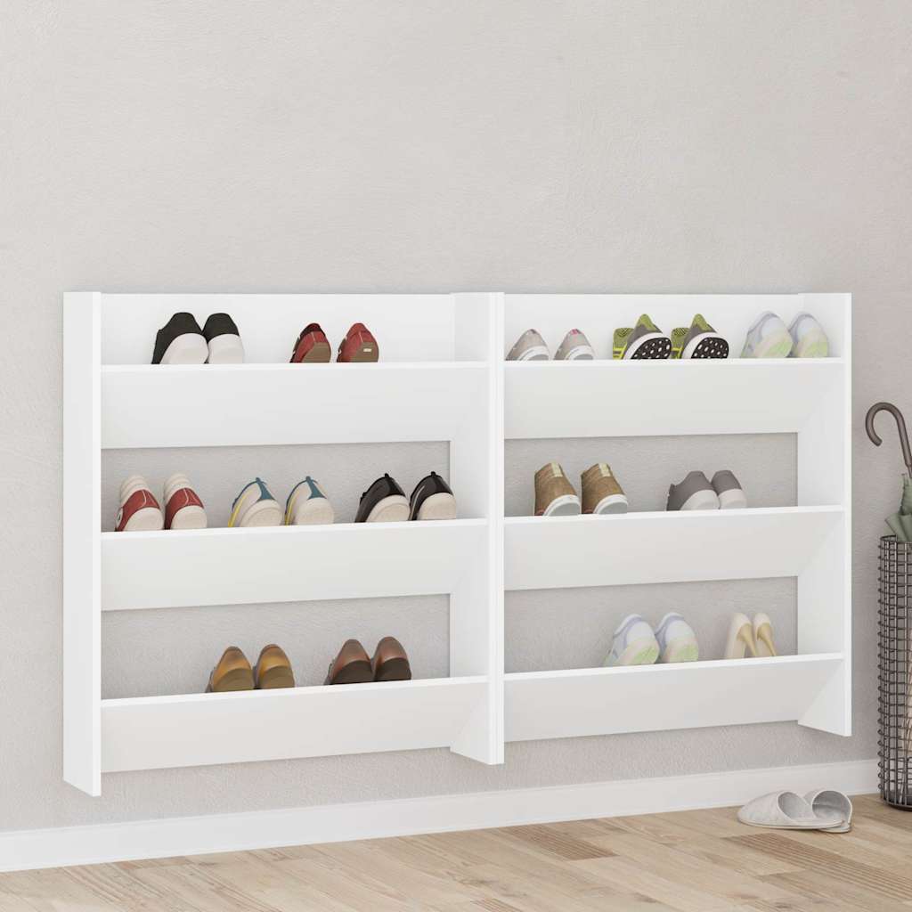 Scarpiere a Muro 2 pz Bianco 80x18x90 cm in Truciolato cod mxl 45494
