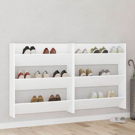 Scarpiere a Muro 2 pz Bianco 80x18x90 cm in Truciolato cod mxl 45494