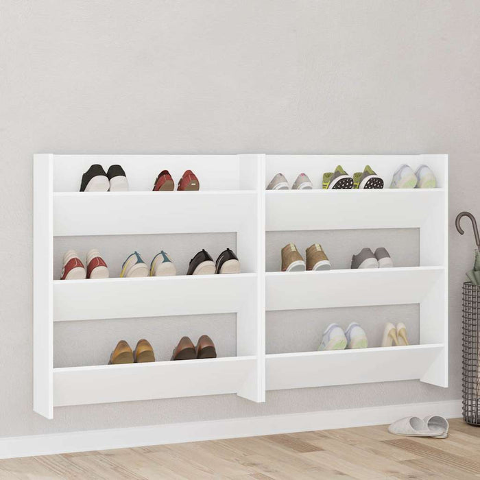 Scarpiere a Muro 2 pz Bianco 80x18x90 cm in Truciolato cod mxl 45494