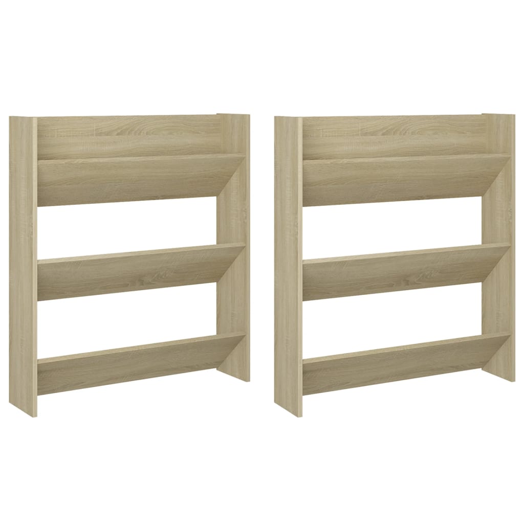 Scarpiere a Muro 2pz Rovere Sonoma 80x18x90cm Legno Multistrato 806784