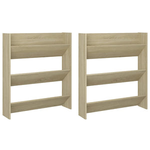 Scarpiere a Muro 2pz Rovere Sonoma 80x18x90cm Legno Multistrato 806784