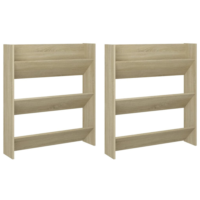Scarpiere a Muro 2pz Rovere Sonoma 80x18x90cm Legno Multistrato 806784