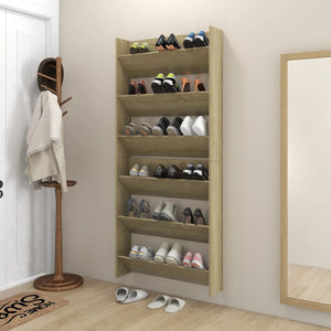 Scarpiere a Muro 2pz Rovere Sonoma 80x18x90cm Legno Multistrato 806784