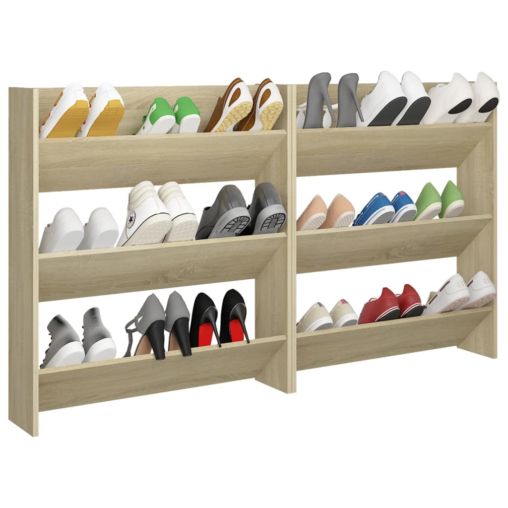 Scarpiere a Muro 2pz Rovere Sonoma 80x18x90cm Legno Multistrato 806784