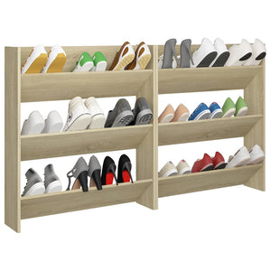 Scarpiere a Muro 2pz Rovere Sonoma 80x18x90cm Legno Multistrato 806784