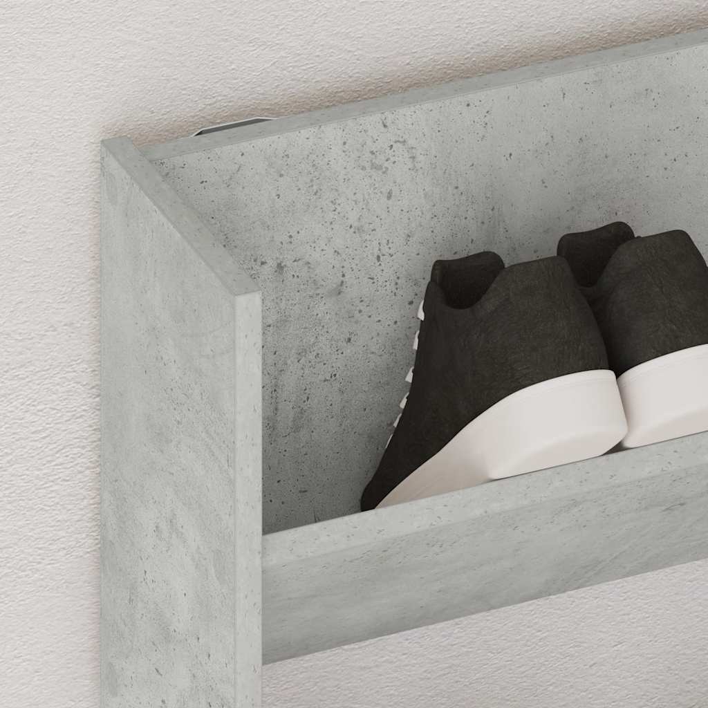 Scarpiera a Muro Grigio Cemento 80x18x90cm in Legno Multistrato 806785