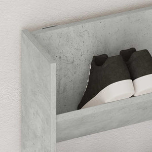 Scarpiera a Muro Grigio Cemento 80x18x90cm in Legno Multistrato 806785