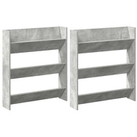 Scarpiere Muro 2pz Grigio Cemento 80x18x90cm Legno Multistrato