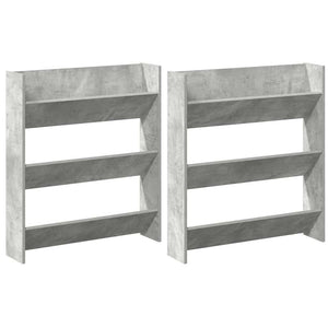 Scarpiere Muro 2pz Grigio Cemento 80x18x90cm Legno Multistrato