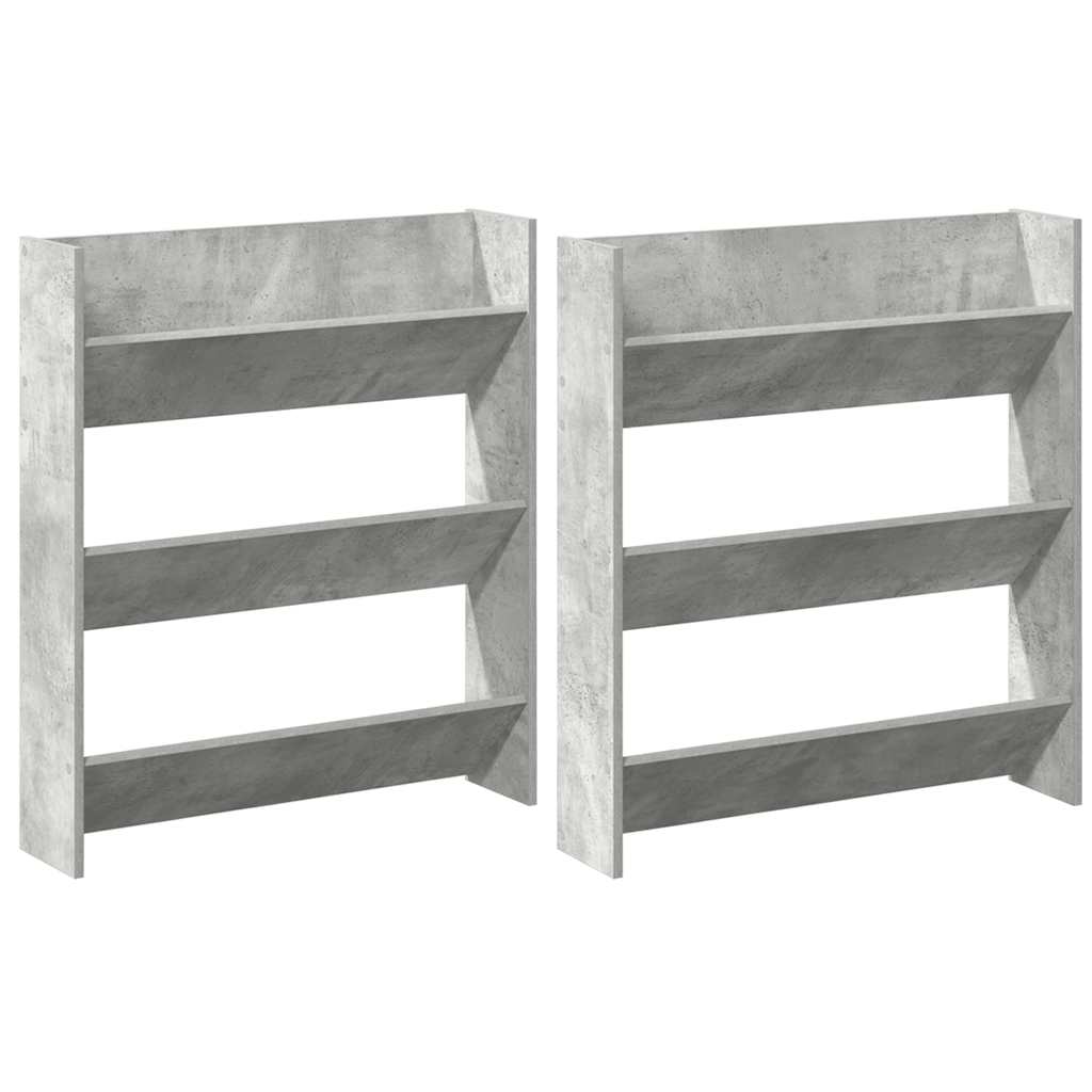 Scarpiere Muro 2pz Grigio Cemento 80x18x90cm Legno Multistrato 806786