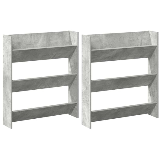 Scarpiere Muro 2pz Grigio Cemento 80x18x90cm Legno Multistrato 806786
