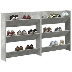 Scarpiere Muro 2pz Grigio Cemento 80x18x90cm Legno Multistrato